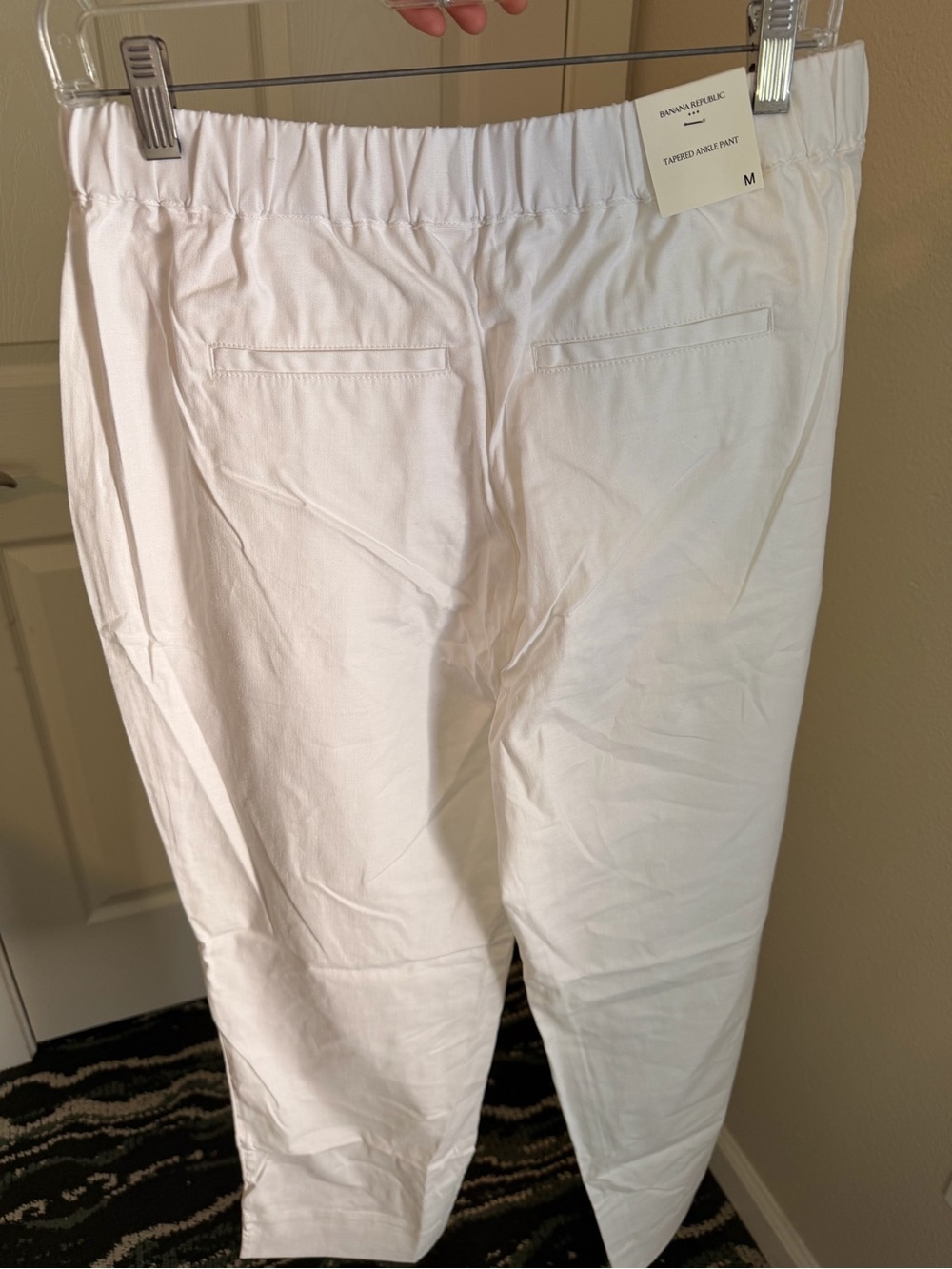 Banana Republic White tapered linen-blend pull on ankle pant Size M #166 - Picture 4 of 14